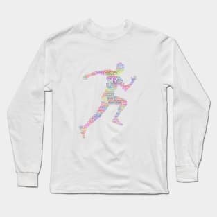 Runner Sport Silhouette Shape Text Word Cloud Long Sleeve T-Shirt